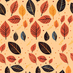 Generative AI Autumn pattern with leaves and autumn elements