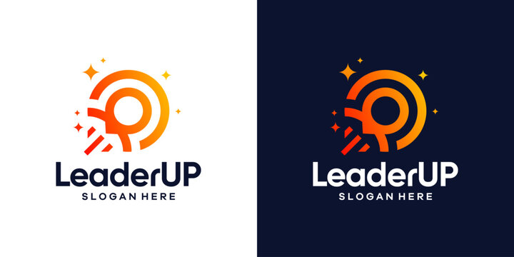 Leadership logo design with leader logo, Startup Launch, and pin location design graphic vector illustration. Symbol, icon, creative.