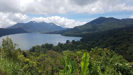 lake and moutains in bali asia