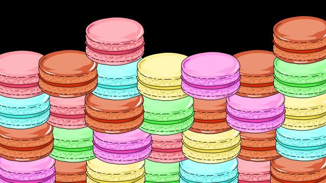 Stacking Macaroon Biscuit Animation Background