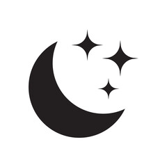 Fototapeta premium Crescent moon with stars icon on white background. Night icon. Crescent moon icon. Minimalist style.