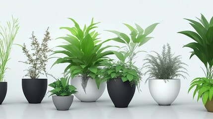 Obraz premium A collection of plants in pots. Generative AI