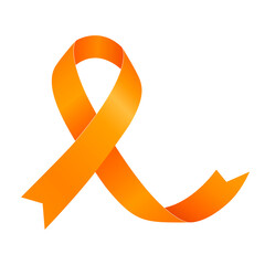 Leukemia Awareness Month. Orange ribbon. Flat illustration.. PNG file on transparent background. - obrazy, fototapety, plakaty