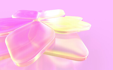 クリスタルガラスでできた花の3Dイラストレーション