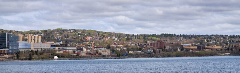 Fototapeta na wymiar View of Duluth Minnesota Harbor and City | Coastal View of Duluth 