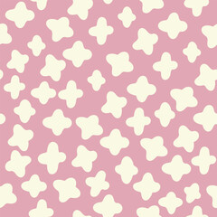 Fluffy White Stars on Pink Background Pattern