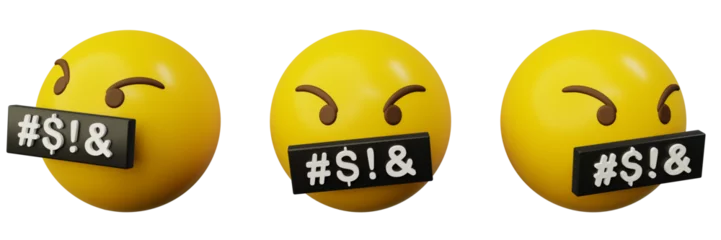 Fotobehang 3d Emoticon cursing word censored cartoon emoji or smiley yellow ball © Cangbacang