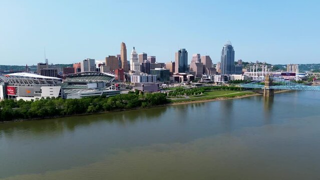 Cincinnati, Ohio, Skyline, aerial drone