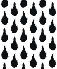 Vector seamless pattern of hand drawn dragon fruit silhouette isolated on white background