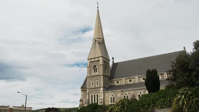 St. Luke's Anglican Church in Oamaru, New Zealand, stands tall with its elegant Gothic architecture