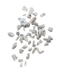 Rock gravel fly explosion fall, gray stone pebbles rock explode abstract cloud fly. Construction...