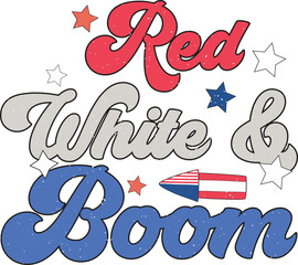 Funny 4th of July Sublimation American Flag Embedded Graphics on White Background. Red Green Typographic Combination for Print on Demand Business and Printing Industry.