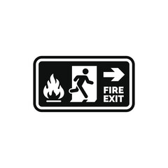 Emergency fire exit symbol icon isolated on white background