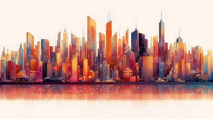 Abstract colorful style of a metropolis panorama. Generative ai