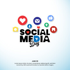 Square social media day background with text and notifications