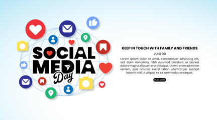 Social media day background with notifications