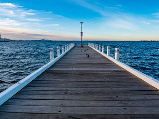 Isolated dock during sunset. Wangim Walk, Geelong Victoria, Australia.