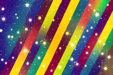 Fototapeta premium Rainbow sunburst background with glittering stars