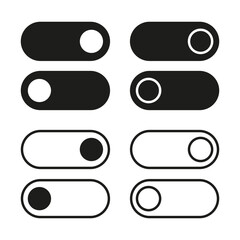Switch element button. Enable disable toggle symbol. On off mode icon for application. Active, inactive or power digital indicator. Vector illustration.