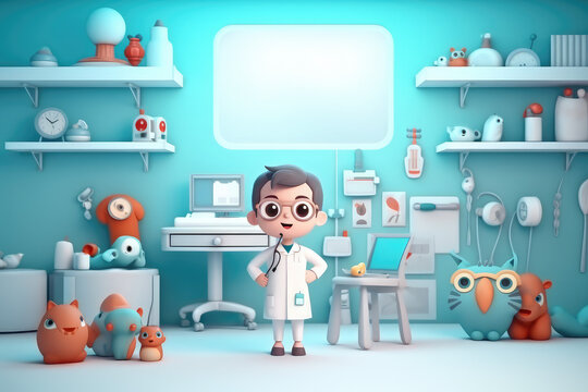 cute cartoon doctor, generative AI