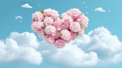 Cloud creative love concept of fresh spring flowers. Generative ai