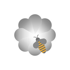 flower and bee line icon combination. Editable Stroke. Vector illustration.