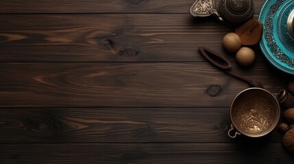 Ramadan Banner on wood background