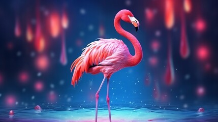 Pink flamingo decor, wall art. Generative ai