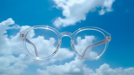 Glasses on sky. Generative ai