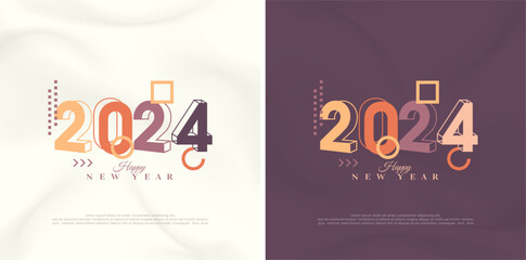 Number design 2024 happy new year background. With clean and bright colors. Premium vector design for poster, banner, greeting and celebration of happy new year 2024.