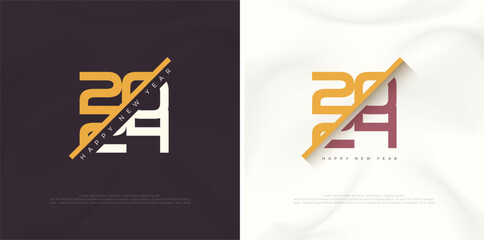 Modern number 2024 with classic colorful numerals. Premium vector design for poster, banner, greeting and celebration of happy new year 2024.