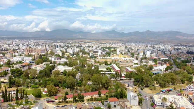 Aerial View Of The Largest City And Capital In Nicosia, Cyprus. 