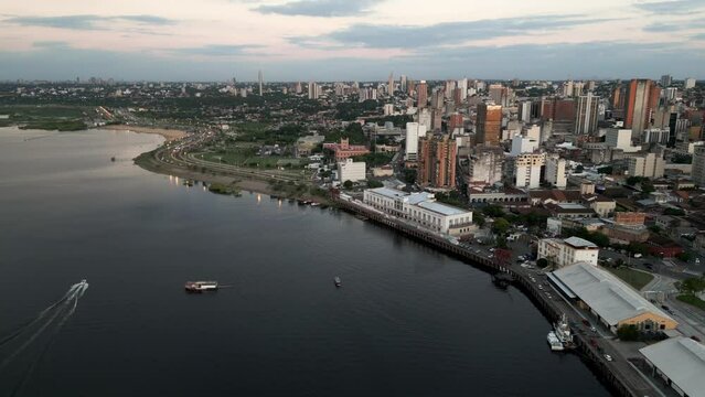 Paraguay Asuncion capital city aerial view waterfront drone 