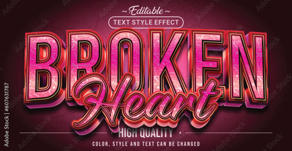 Poster Editable text style effect - Broken Heart text style theme.