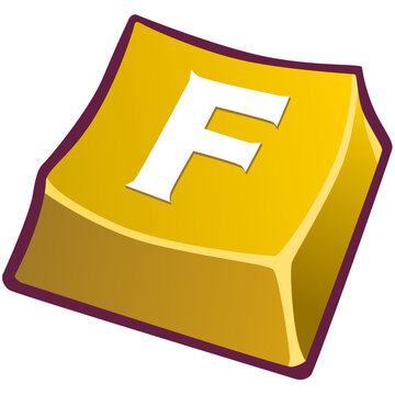 Golden F key isolated emote