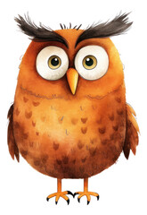 Obraz premium Cute watercolor cartoon owl isolated. Generative AI.