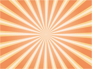 透明感のある太陽光線が輝くイメージの集中線背景素材_オレンジ