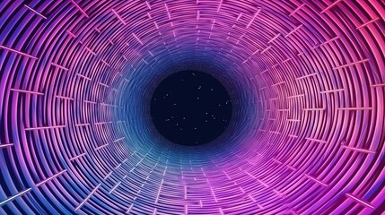 Fototapeta premium Retro futuristic vaporwave black hole tunnel or wormhole. Generative ai
