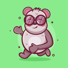 Fototapeta na wymiar cute panda animal character mascot running isolated cartoon in flat style design