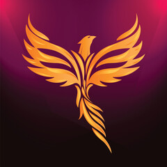 Heavenly phoenix bird logo with wings