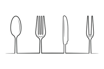 Cutlery Outline, Cutlery Silhouette, Fork Vector, Restaurant Equipment, Clip Art, Fork Spoon and Knife Outline