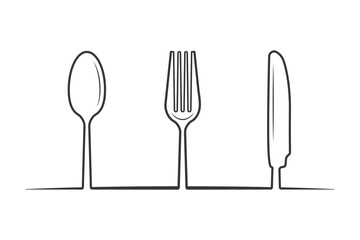 Cutlery Outline, Cutlery Silhouette, Fork Vector, Restaurant Equipment, Clip Art, Fork Spoon and Knife Outline