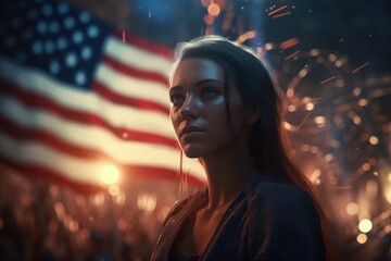 Fototapeta premium Happy 4th of July - Independence Day, USA flag. A day of independence, pride, patriotism, freedom and equality. America. U.S. Declaration of Independence was adopted. federal holiday.