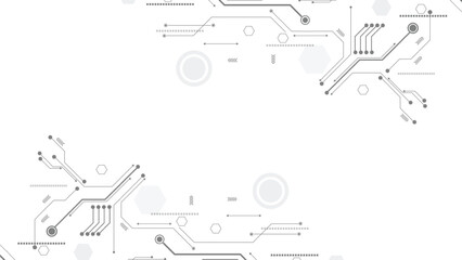 Technology black circuit diagram concept. High-tech circuit board connection system.Vector abstract technology on white background.