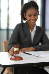 Asian woman lawyer businesswoman Working to view legal documents at the office