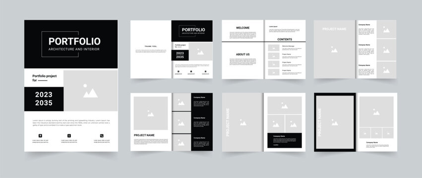 Architecture portfolio layout or interior professional portfolio design template