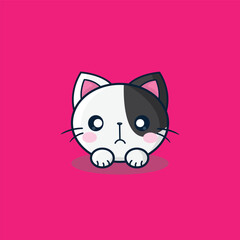 Cute cat sad expression vector art