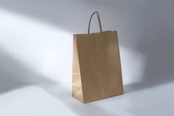 Paper bag on white background. Mockup for design