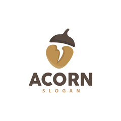 Acron Logo, Premium Design Simple Vintage Retro Style, Vector Oak Nuts Acorns, Icon Symbol Illustration Template