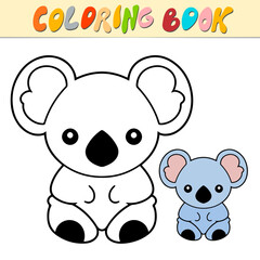 Obraz premium Koala coloring book or page for kids. Cute Koala black and white vector illustration